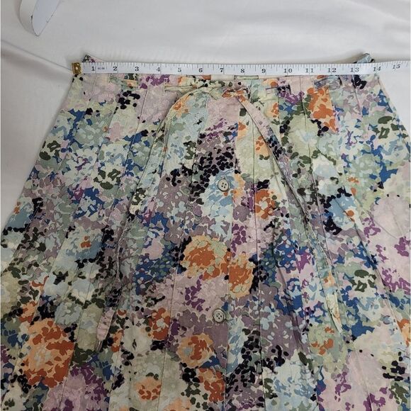 VINTAGE skirt tiny floral cottagecore button drawstring M - Picture 8 of 9